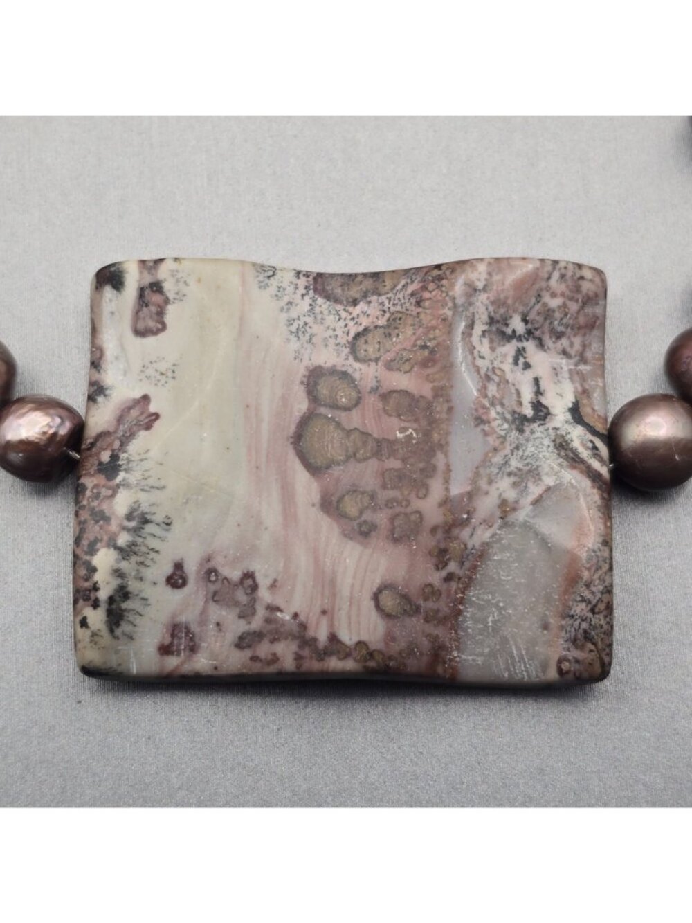 Vintage Sterling Silver Peacock Baroque Pearl Purple Agate Pendant Necklace 16" - Picture 8 of 15